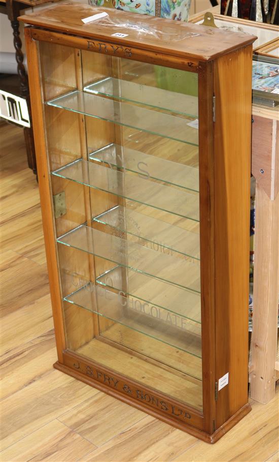 A J.B.Fry & Sons Ltd wall mounted chocolate display cabinet